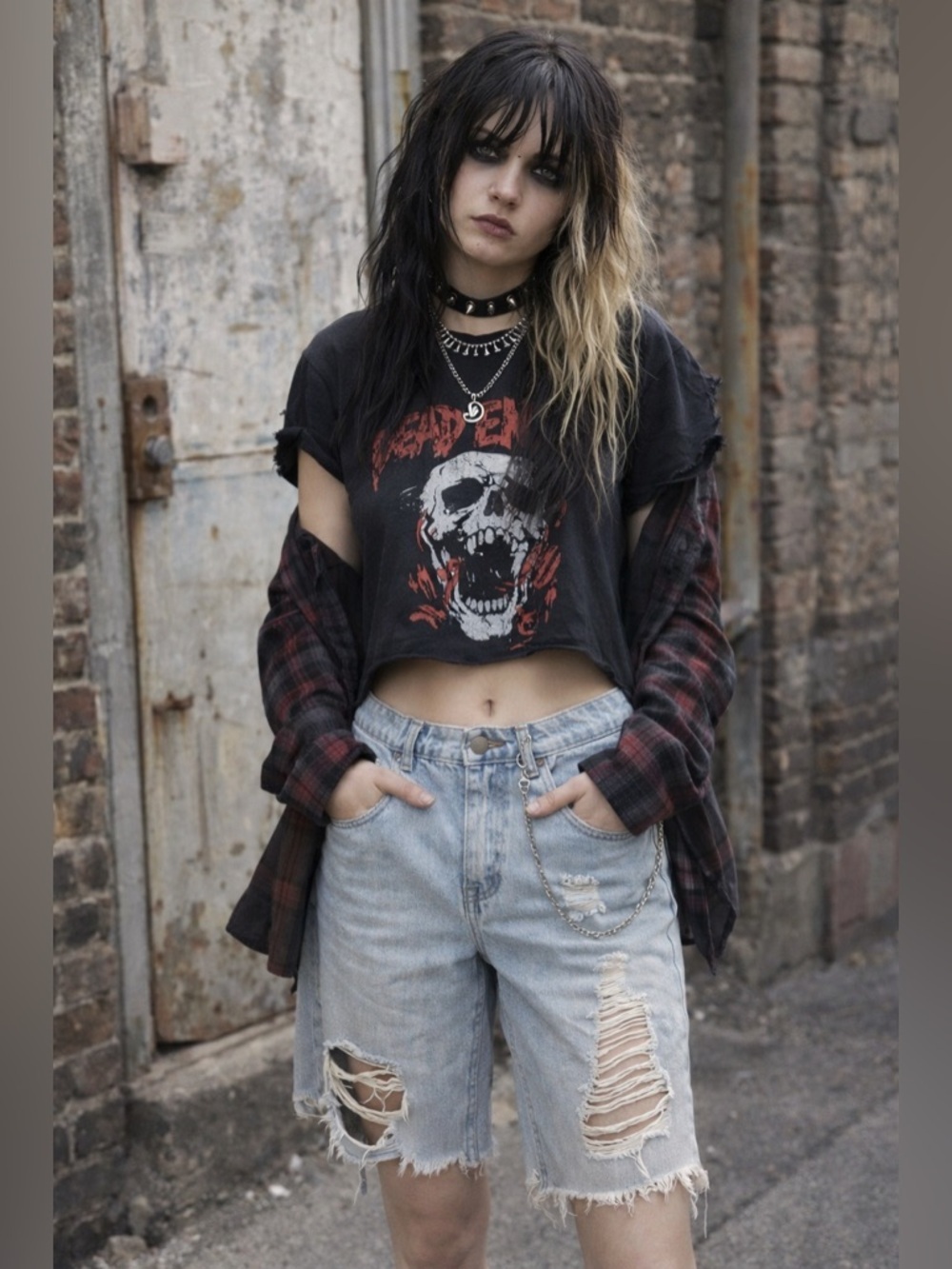 Brand new denim distressed jorts so
Cool
